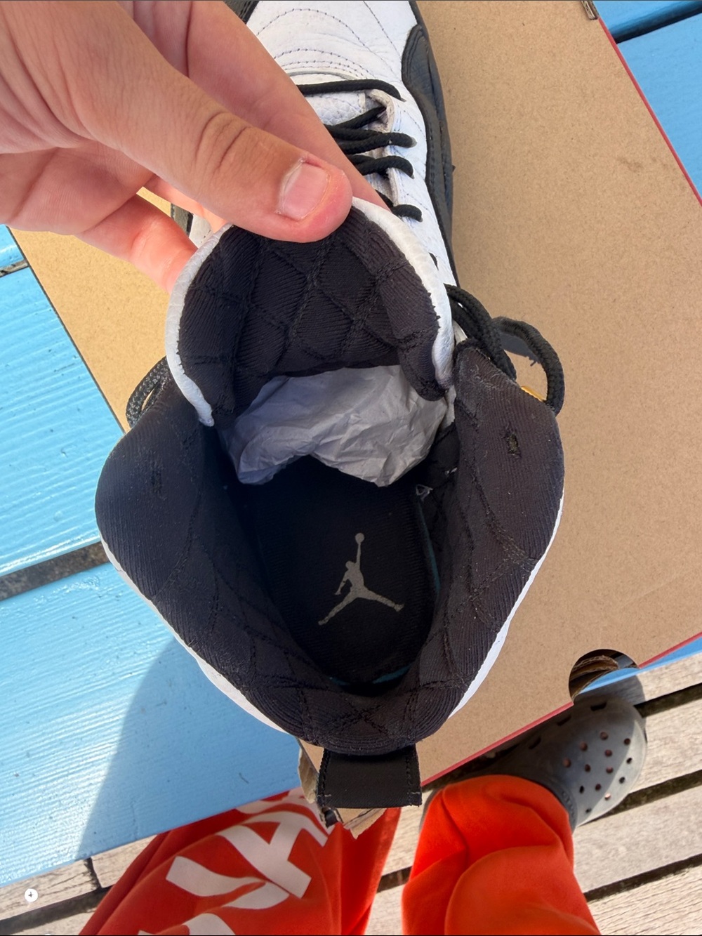 Nike Air Jordan Retro 12 Men’s Basketball Shoes - White/Black/Gold - Picture 10 of 12